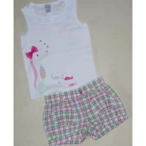 Gymboree Girl Seahorse Tank Plaid Shorts 12-18 NEW